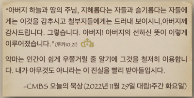[오늘의 묵상] 2022.11.29
