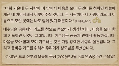 2023년 8월 16일 프코신부의 오늘의 묵상